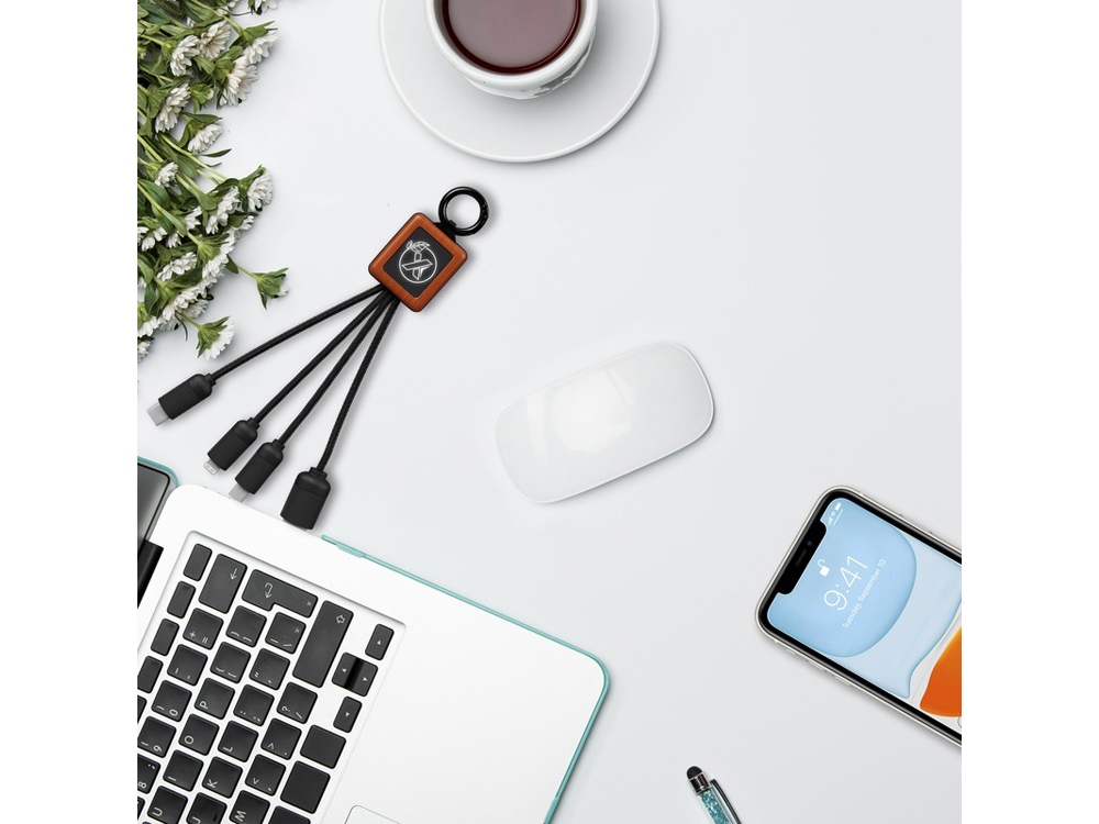 Простой в использовании кабель SCX.design C19 на основе дерева, черный с белой подсветкой