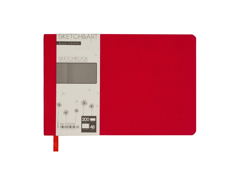 Скетчбук Sketch & Art в мягком переплете 210х140 мм, 48 л. черной бумаги 200 гр., красный