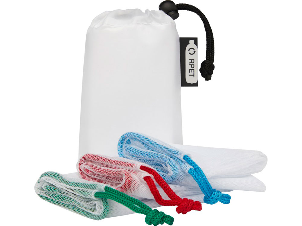 Набор сетчатых сумок Trio из вторичного ПЭТ с логотипом  | Print Logo