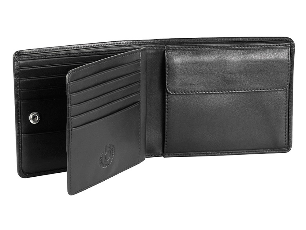 Портмоне BUGATTI ПЕРВЫЙ | PRIMO, чёрное, натуральная воловья кожа, 11,5х2х9,5 см