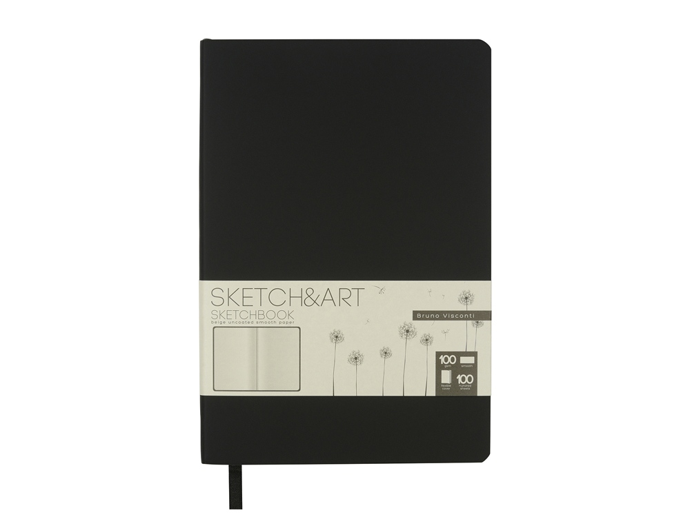Скетчбук Sketch & Art в мягком переплете 140х210 мм, 100 л. бежевой бумаги 100 гр., черный