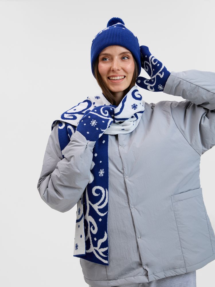 Варежки Adventino, темно-синий (кобальт) с молочным, размер L/XL