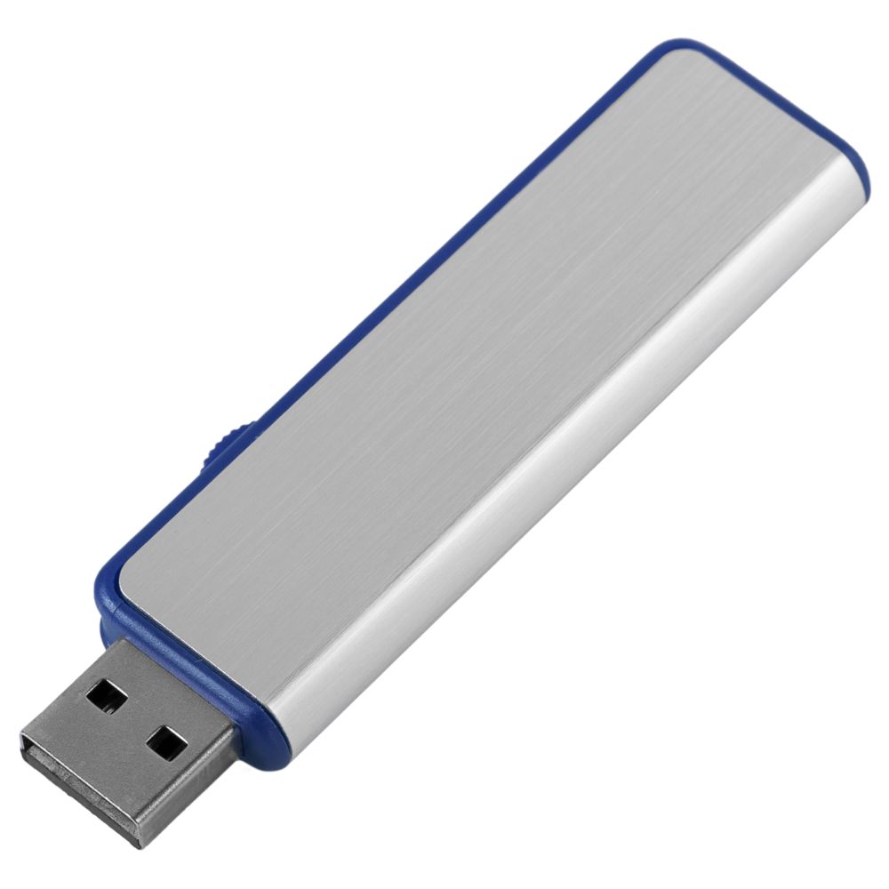 Флешка Ferrum, серебристая с синим фото на сайте Print Logo.