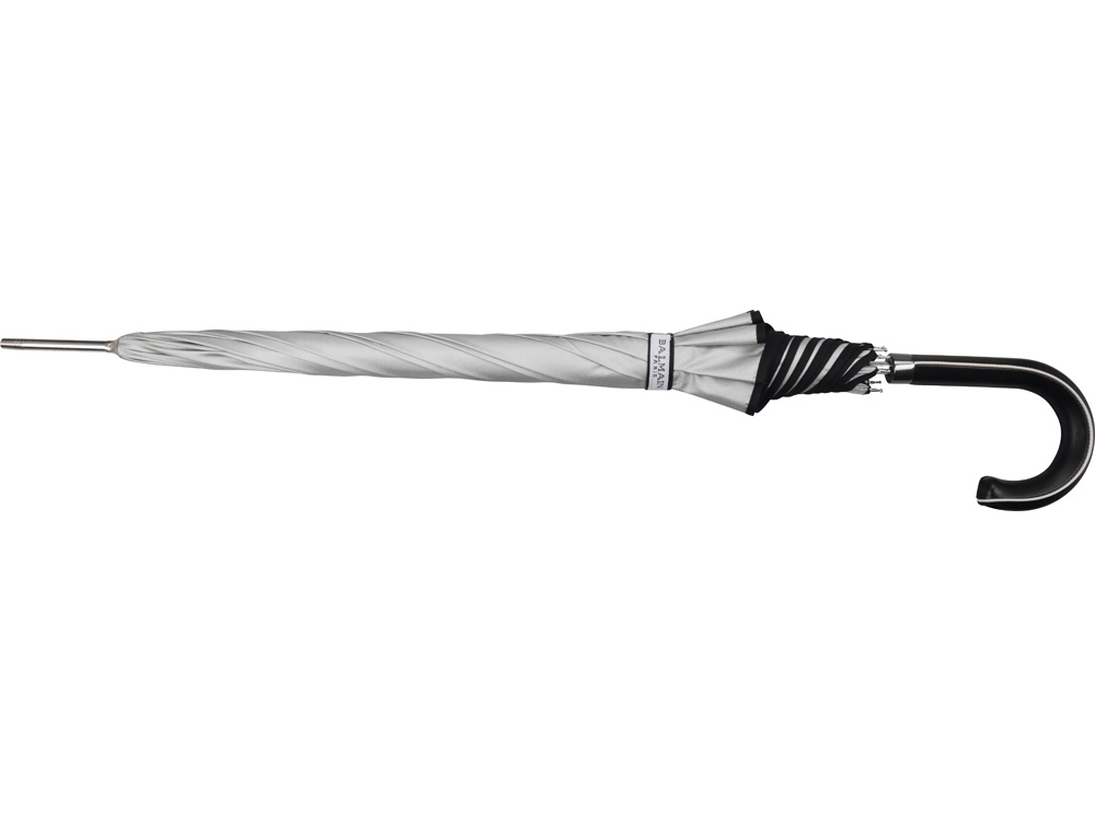 Зонт трость Ривер, механический 23, серебристый/черный