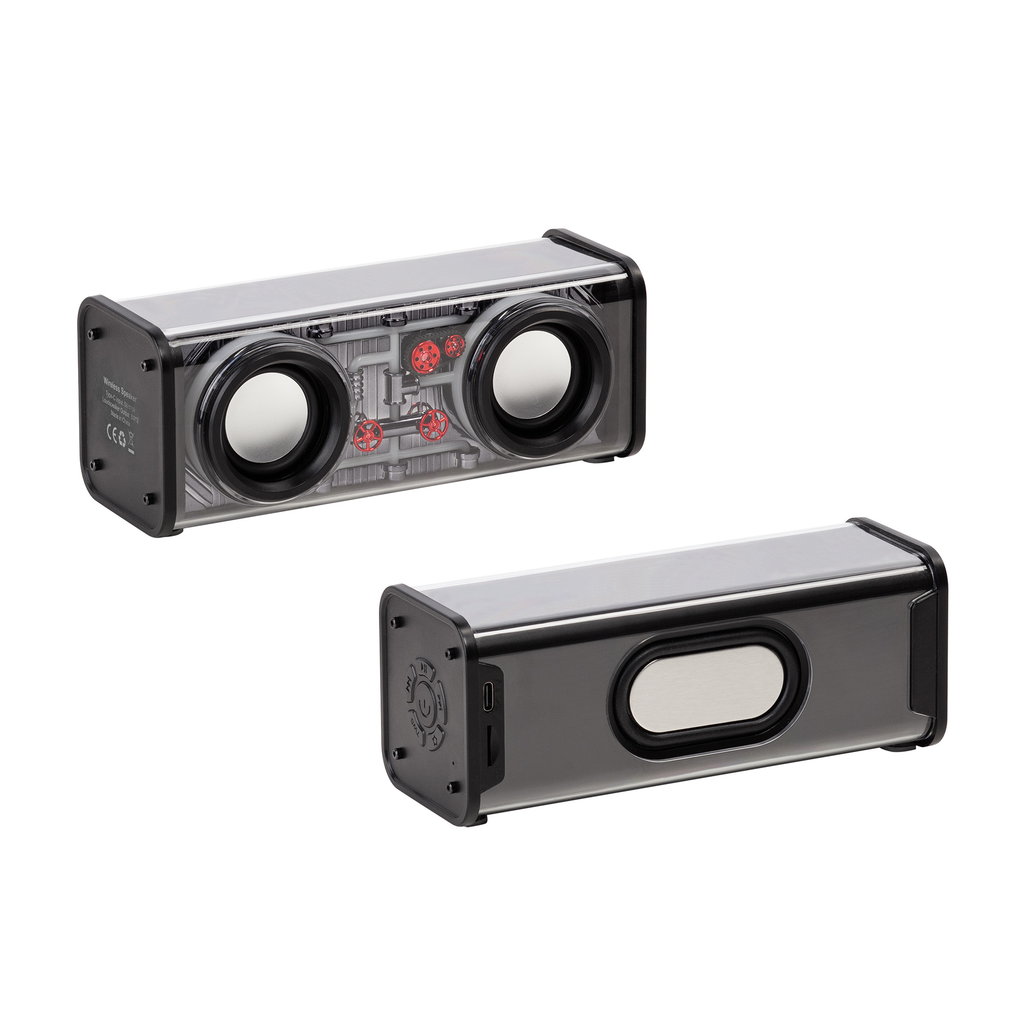 Bluetooth колонка "Buzz Light" 10Вт (2х5Вт) с разноцветной подсветкой-эквалайзером и прозрачным корпусом, черный