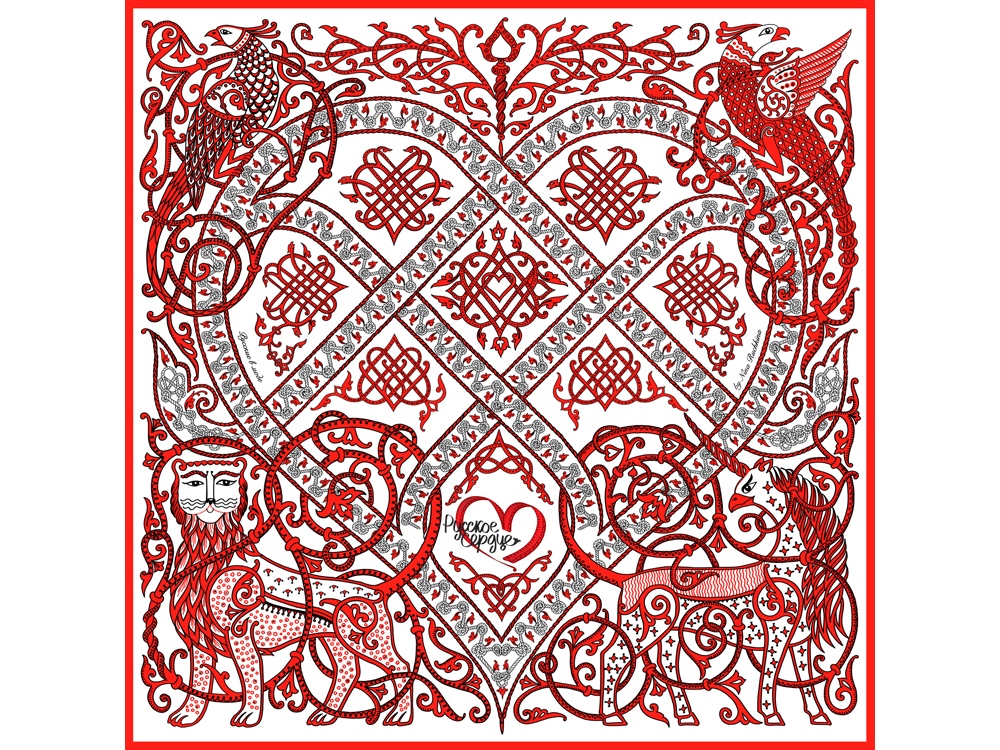 Платок Русское сердце с логотипом Русские в моде | Print Logo