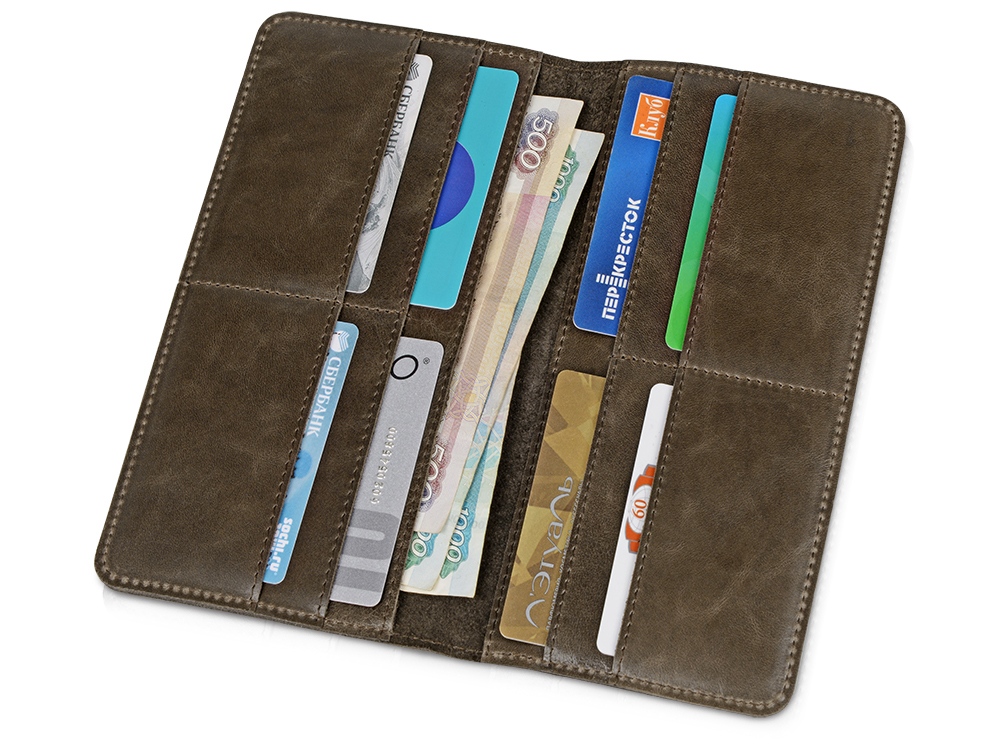 Трэвел-портмоне Druid с отделением на молнии, коричневый