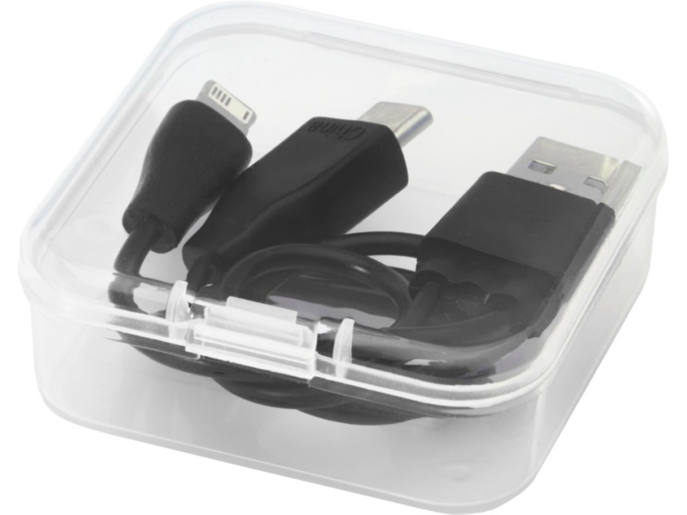 Двусторонний кабель для зарядки Ario 3-в-1 в тканевой оплетке, черный