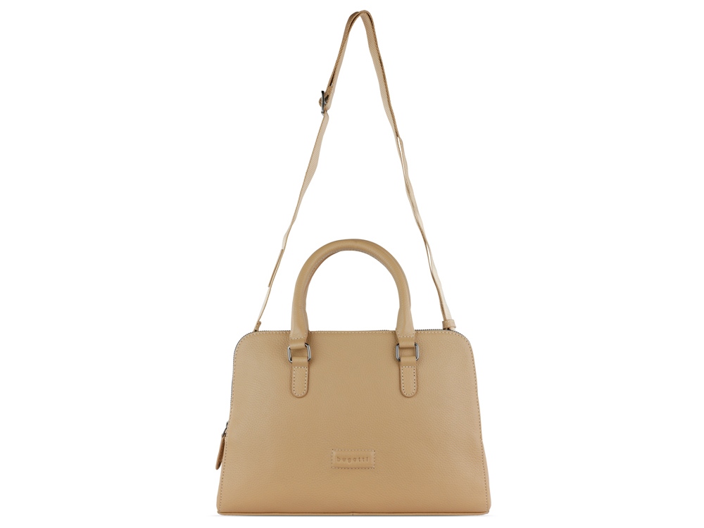 Сумка женская BUGATTI ЭЛЬЗА | ELSA, песочного цвета, воловья кожа/полиэстер, 32х13х22 см