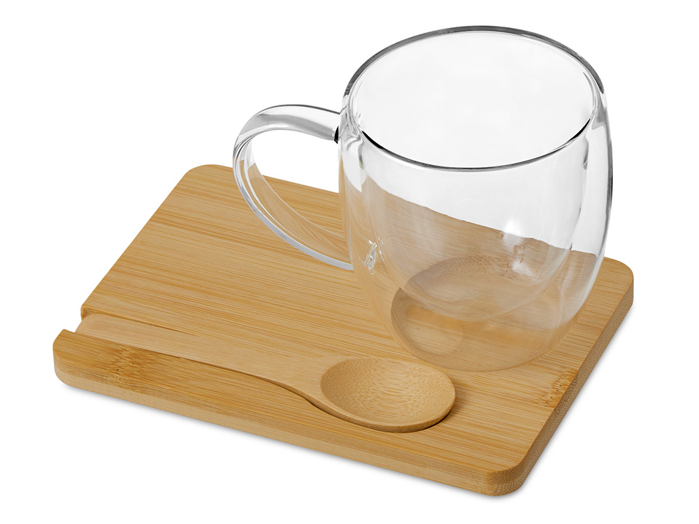 Кружка с двойными стенками на подставке с ложкой Teatrio с логотипом  | Print Logo