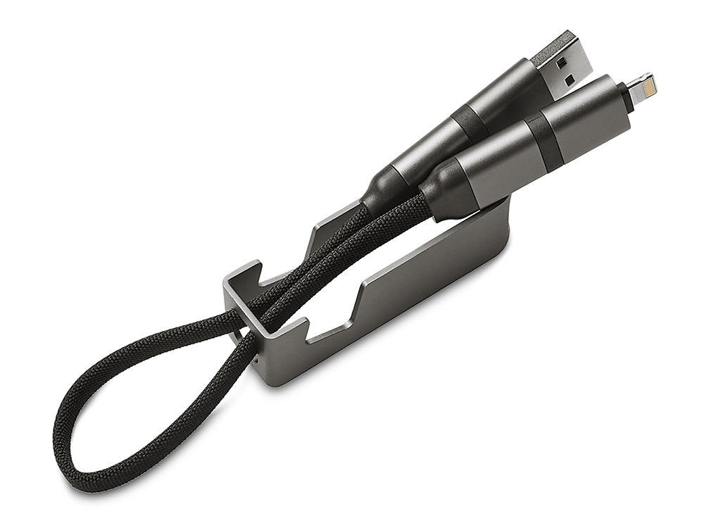 Универсальный зарядный кабель с подставкой Ironwood N2, 45 Вт с логотипом Savio | Print Logo