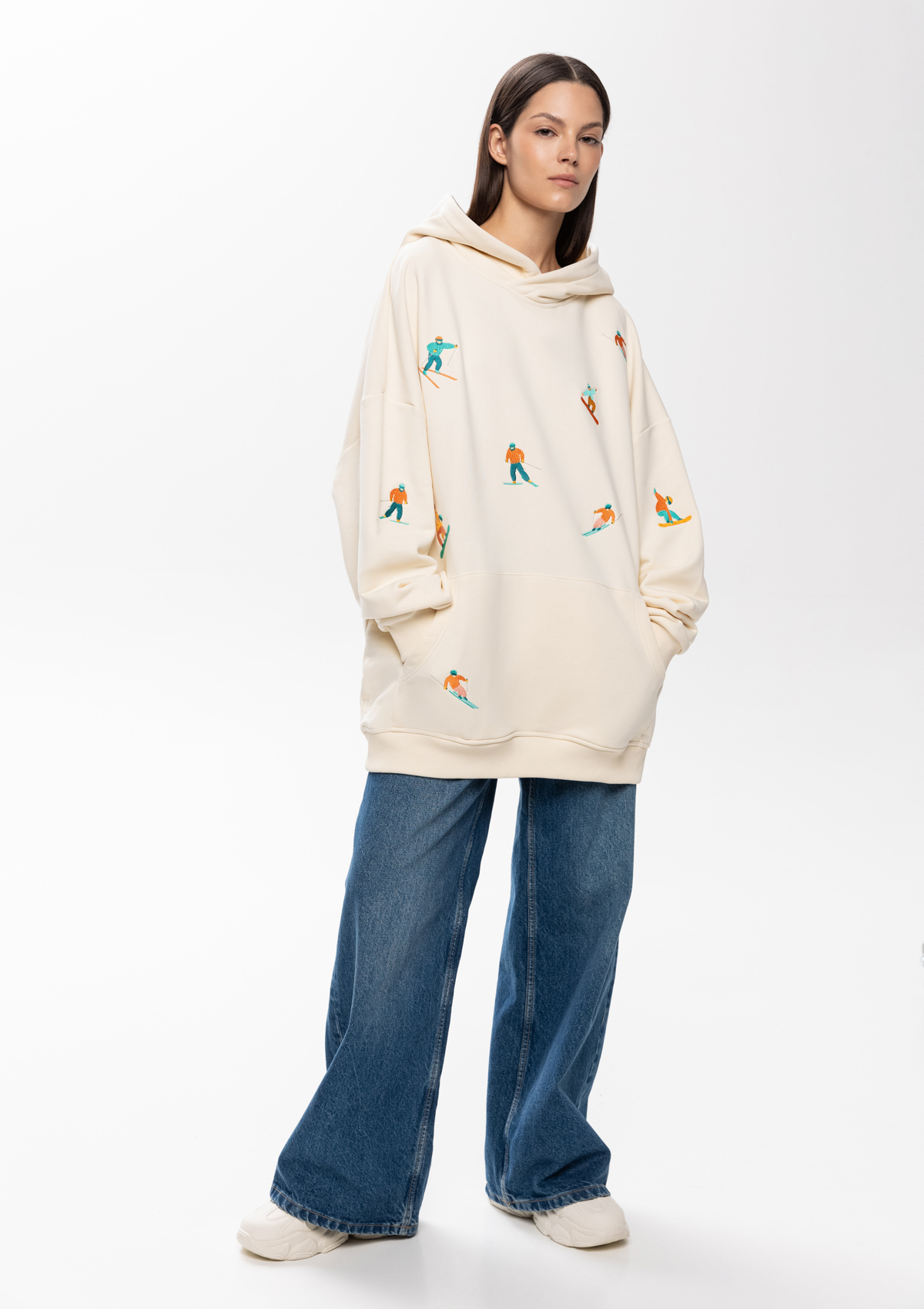 Худи унисекс STAN оверсайз футер без начёса 350, 66, Молочный,  (11)  (50/L)