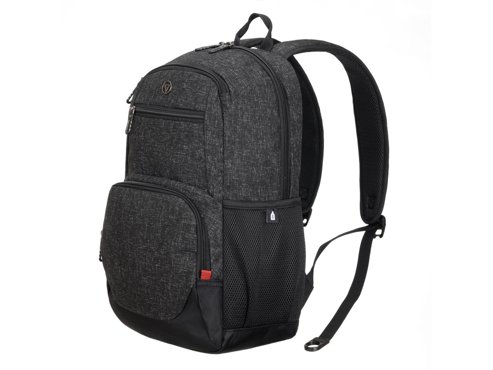 Рюкзак TORBER ПРОРЫВ с отделением для ноутбука 15.6, черн/сер меланж, полиэстер, 44х30,5х14 см, 19 л