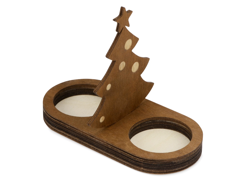 Подсвечник двойной Елочка с логотипом  | Print Logo