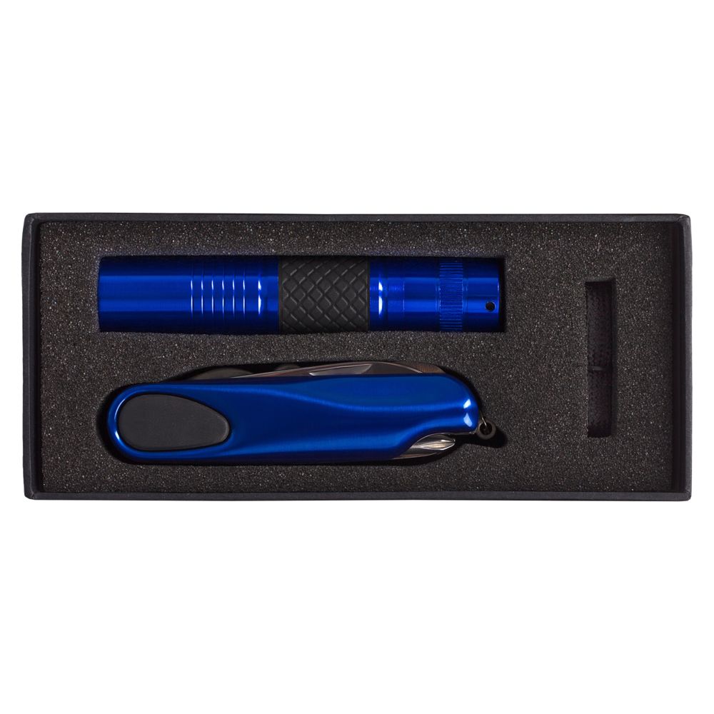 Набор «Зорге»: мультитул и фонарик, синий фото на сайте Print Logo.