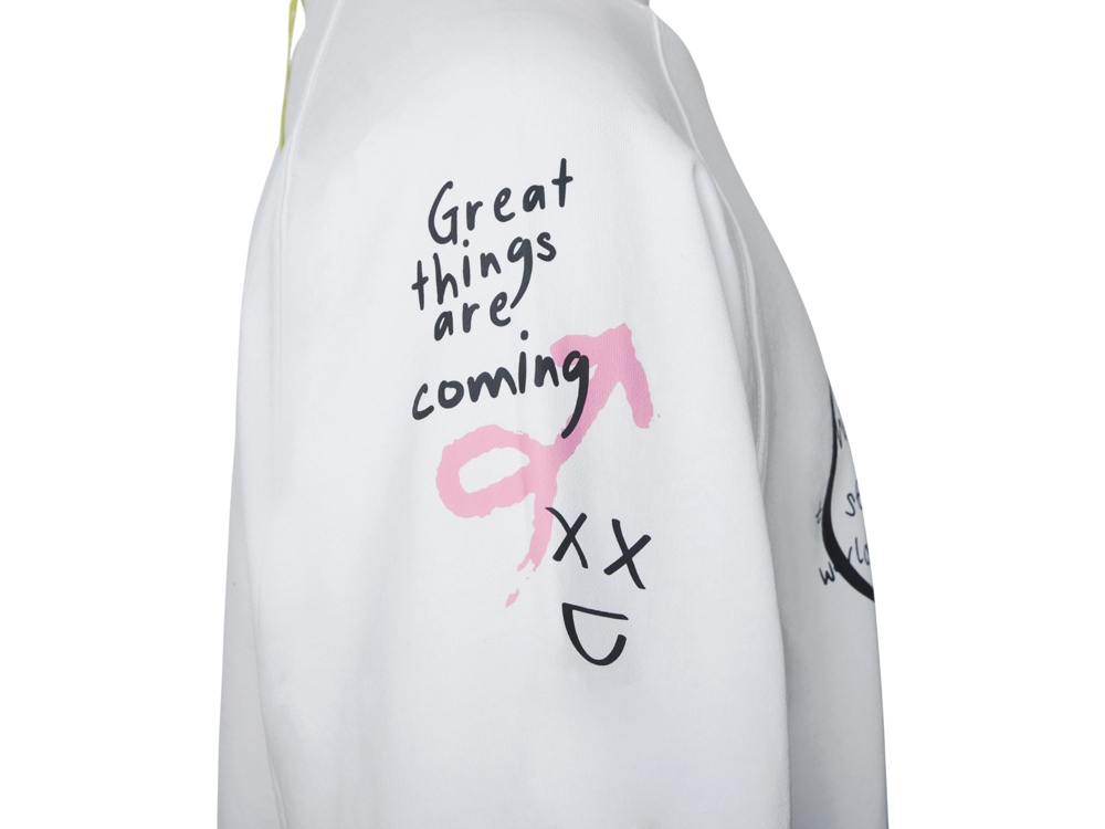 Свитшот оверсайз с рукавом реглан Belgrade, унисекс, белый, ДТФ текстиль