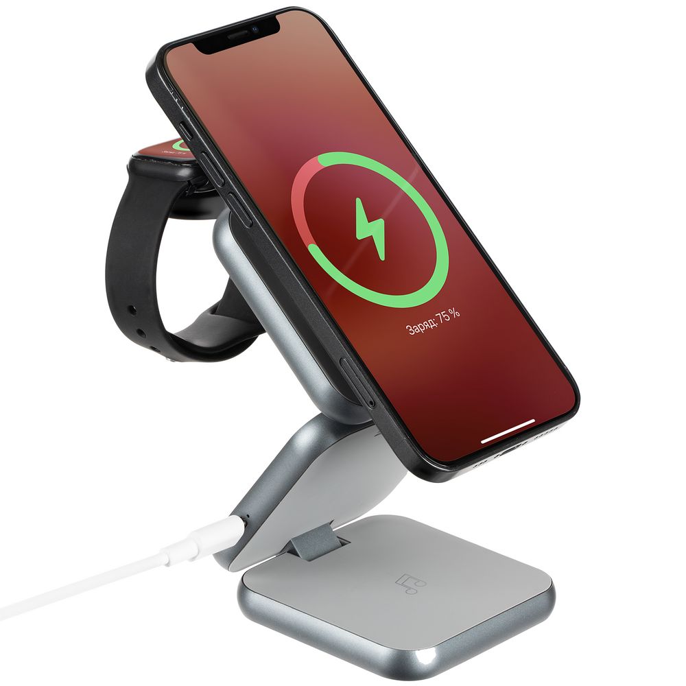 Складная станция беспроводной зарядки Terza с логотипом Uniscend | Print Logo