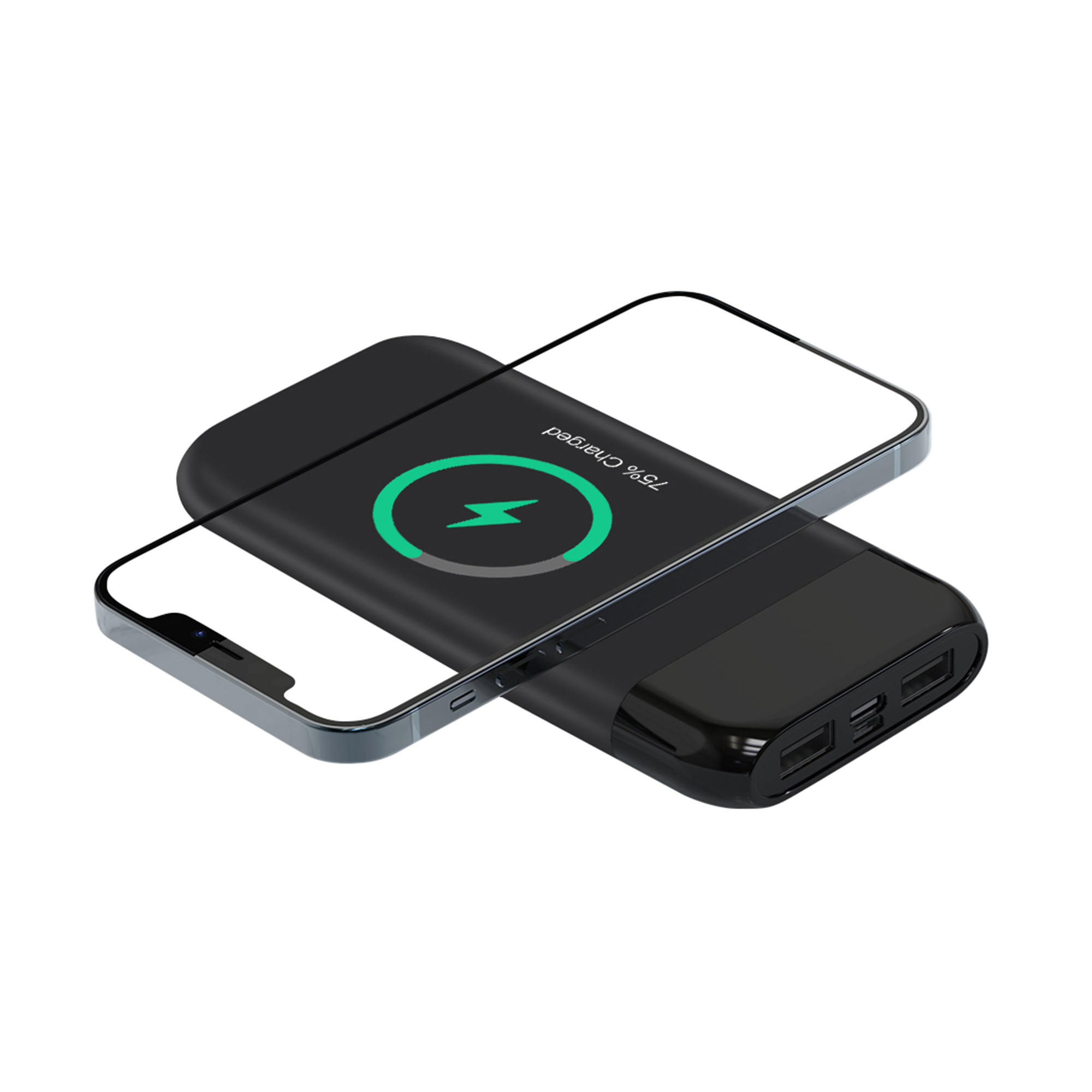 Беспроводное зарядное устройство "ShineMax SOFTTOUCH", 10000 mAh с подсветкой логотипа и цифровым индикатором заряда фото на сайте Print Logo.