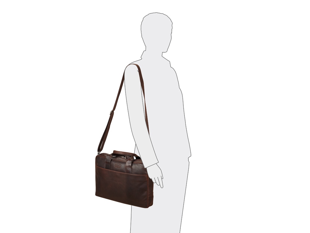 Сумка KLONDIKE DIGGER Mavis, натуральная кожа в темно-коричневом цвете, 32 x 40 x 8 см