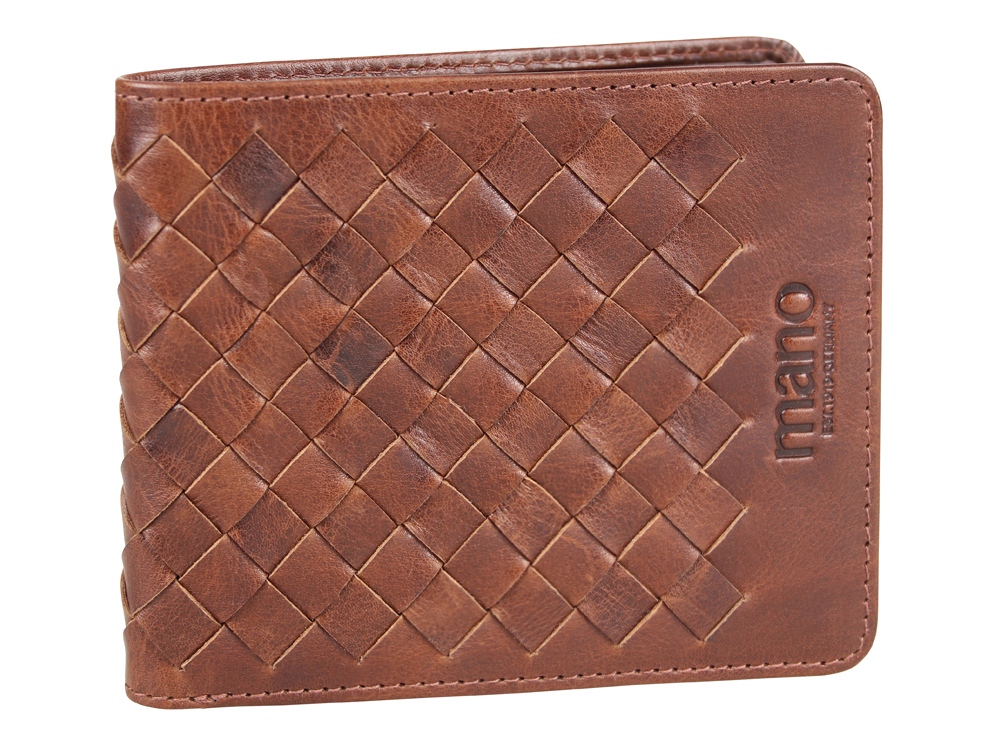Портмоне Mano Don Luca, натуральная кожа в коньячном цвете, 11 х 9 см