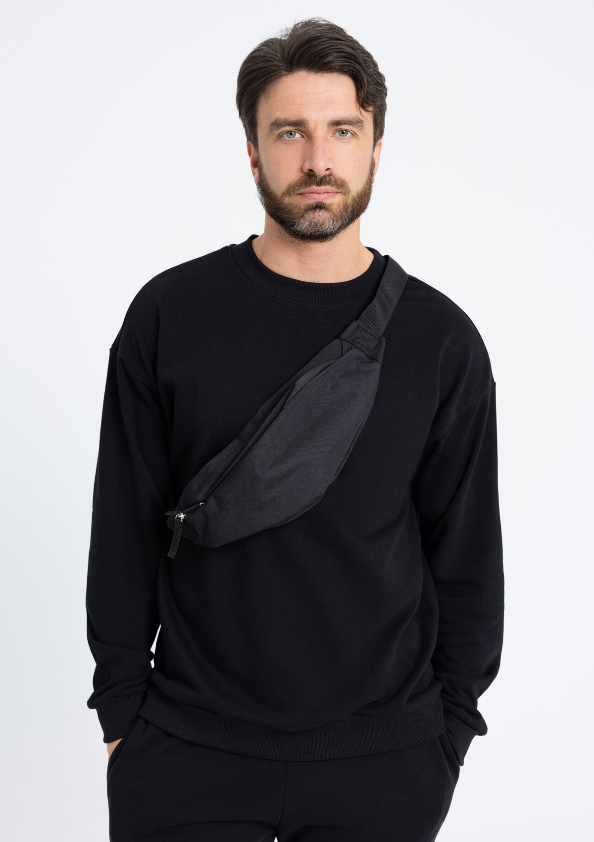 Свитшот унисекс STAN футер без начёса, 350, 96, Чёрный,  (20)  (56/XXXL)