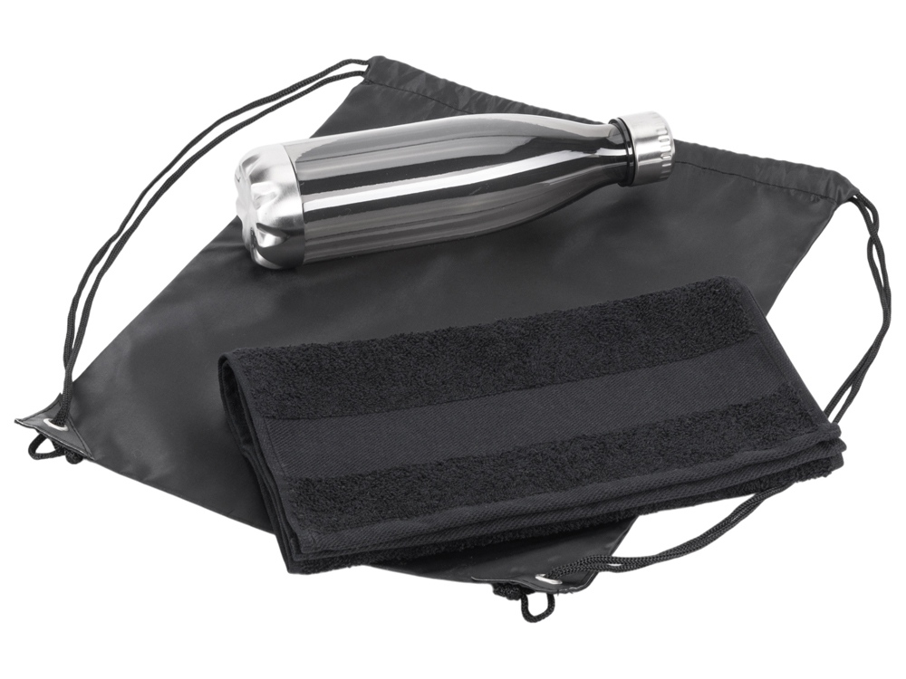 Спортивный набор из бутылки и полотенца Beginner, черный