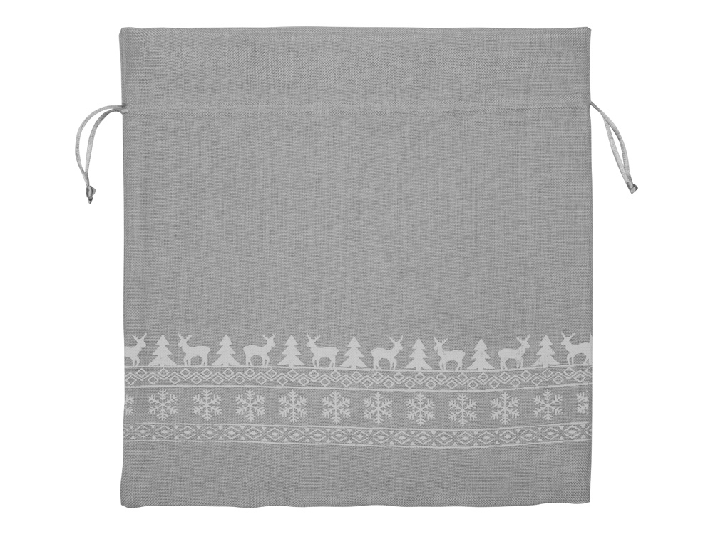 Мешочек подарочный новогодний, джут, большой, серый
