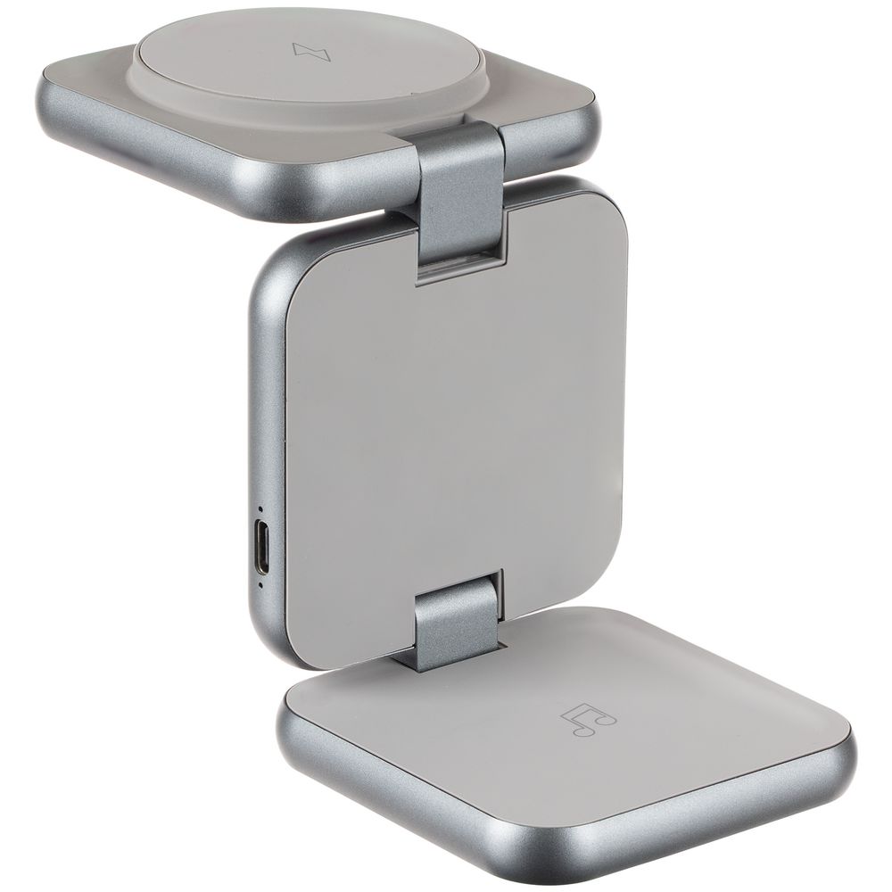 Складная станция беспроводной зарядки Terza — пример нанесения логотипа (Uniscend) | Print Logo