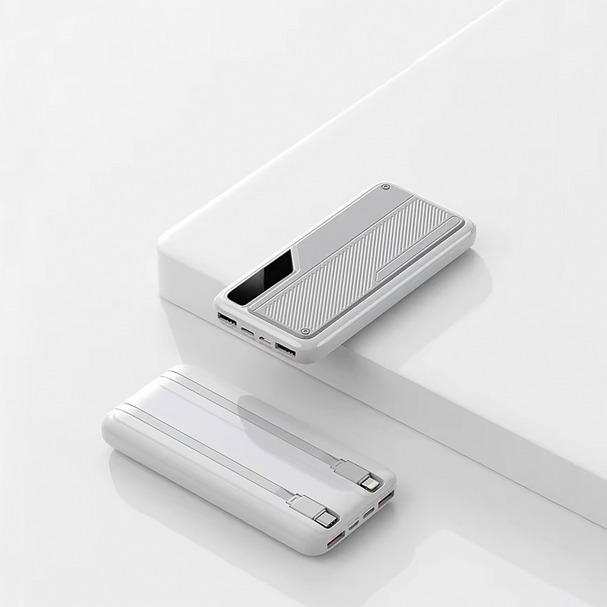 Зарядное устройство "Connect" 10000 mAh со встроенными Type-C/Lightning кабелями фото на сайте Print Logo.