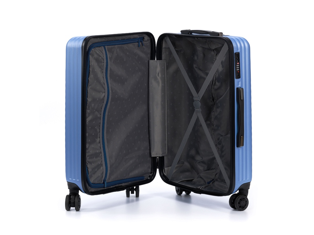 Чемодан TORBER ЛАМА, синий, ABS-пластик, 43 х 25,5 х 67 см, 62 л