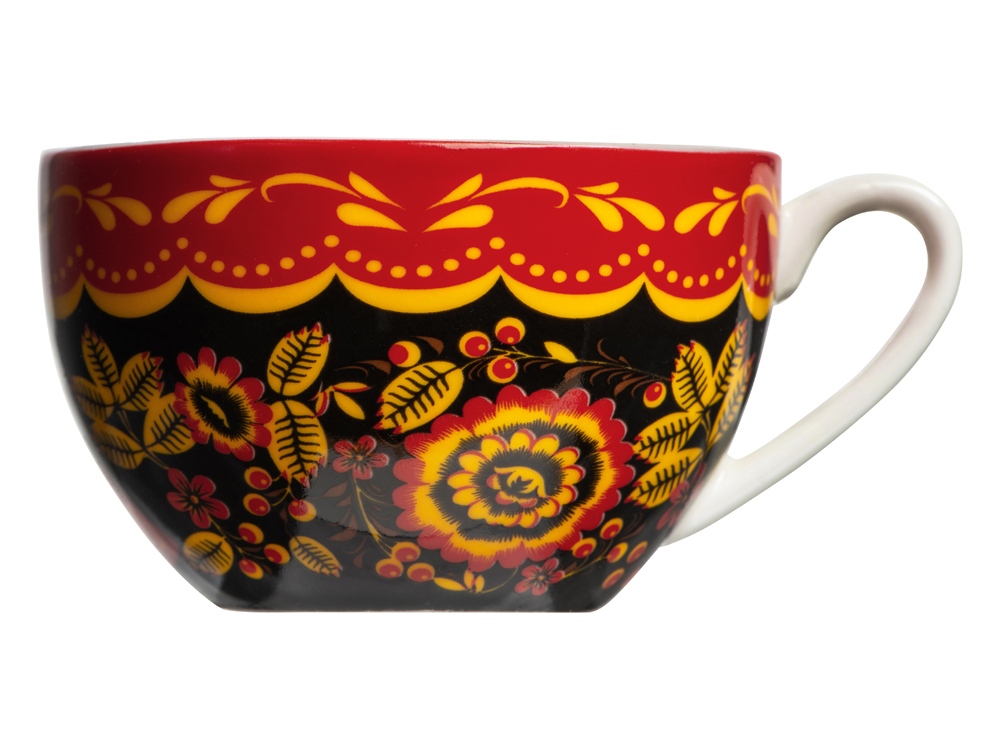 Набор Моя Россия: чайно-кофейная пара Матрешка, хохлома и книга Россия на русском языке