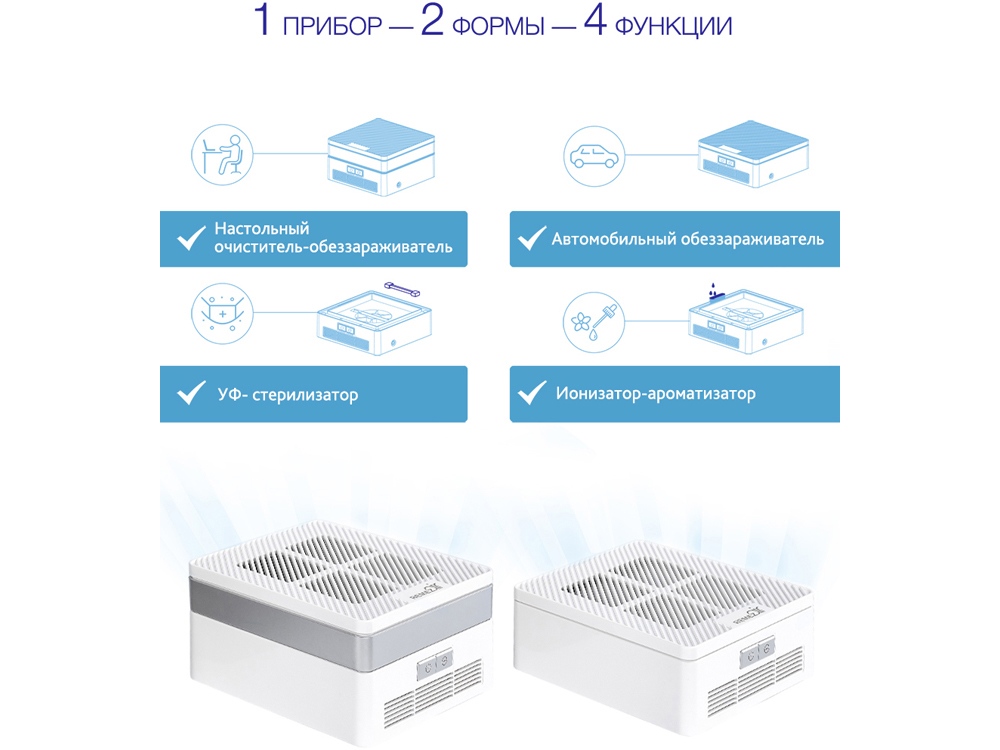 Многофункциональный очиститель + обеззараживатель 4 в 1, RMA-103-03, белый/серебристый