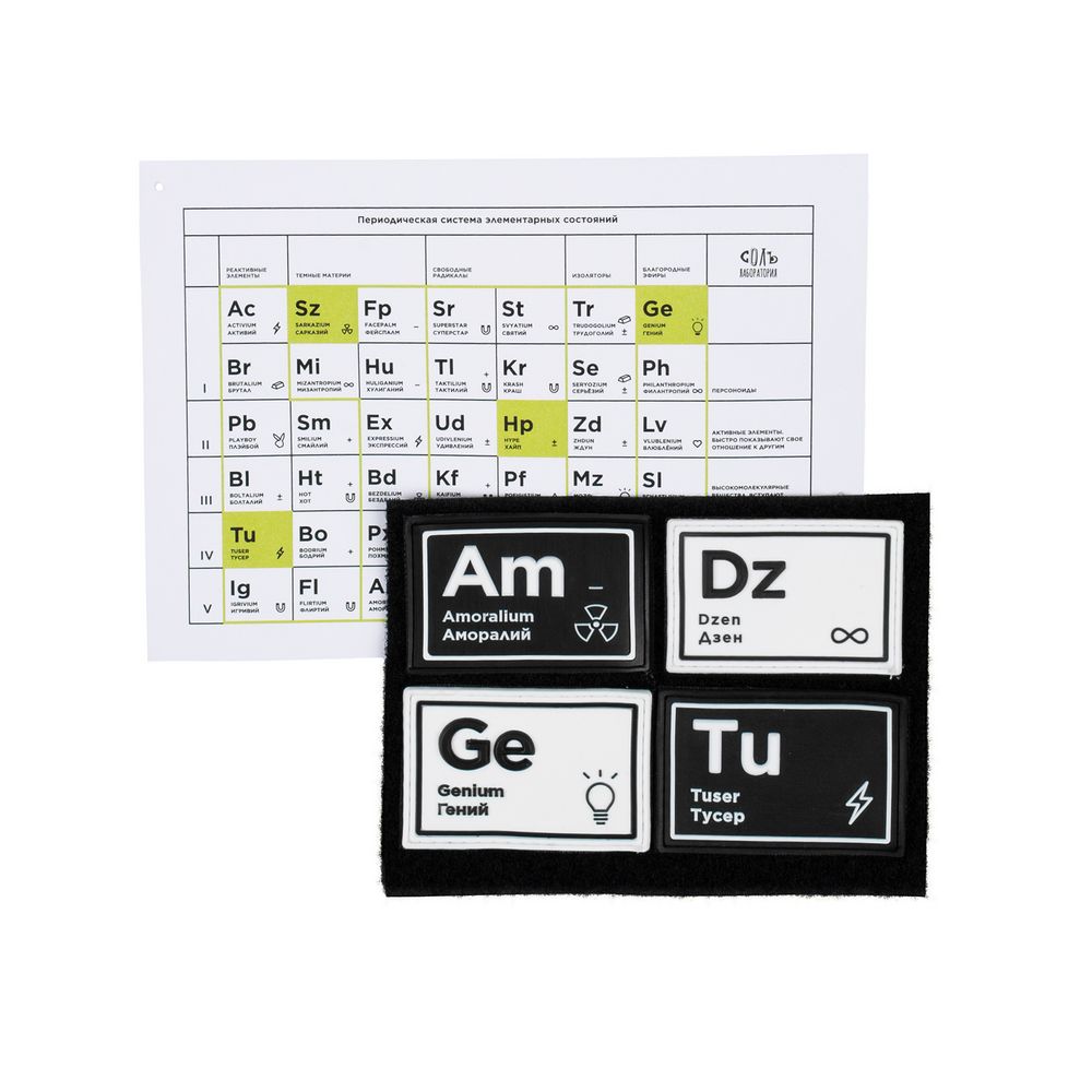Комплект из 4 шевронов «Химия состояний» — пример нанесения логотипа (Соль) | Print Logo