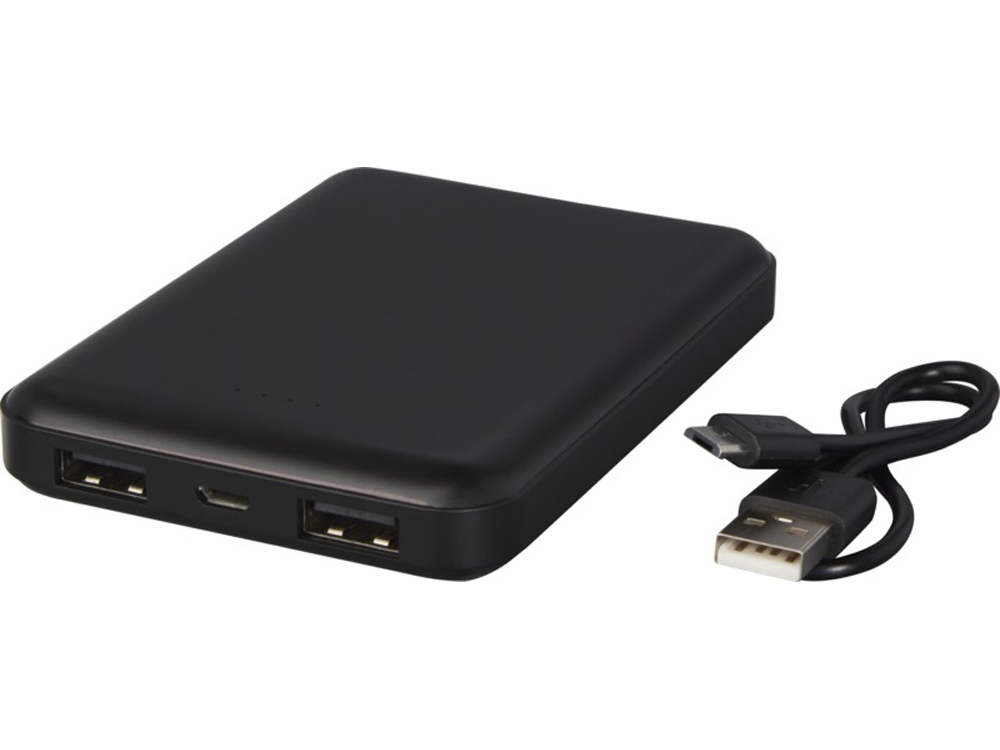 Gleam Ультратонкое портативное зарядное устройство с подсветкой емкостью 5000 мАч, черный