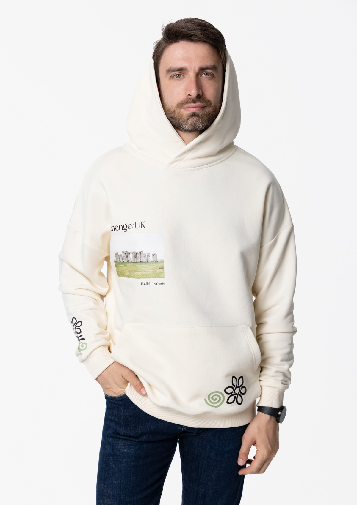 Худи унисекс STAN оверсайз футер без начёса 350, 66, Молочный,  (11)  (50/L)