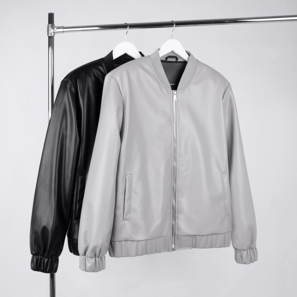 Бомбер из искусственной кожи Univer, серый, размер XL/XXL