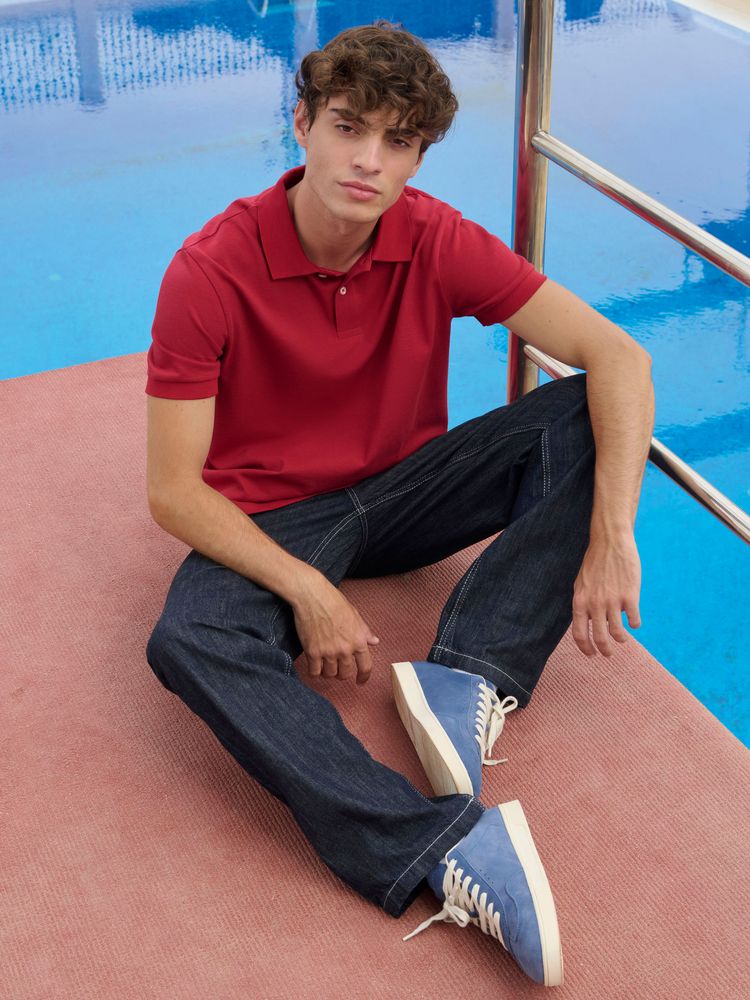 Рубашка поло унисекс Pacific, красная (бургунди), размер XL