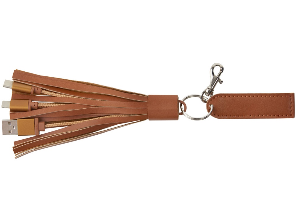 Тканевый кабель для зарядки Tassel 3-в-1, коричневый