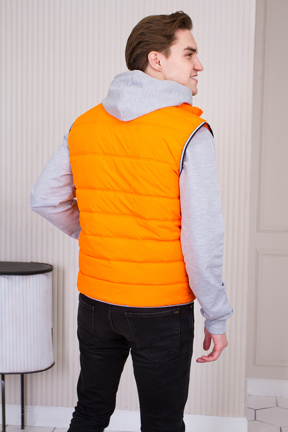 Жилет мужской STAN утепленный таффета 210T,65, 82, Черный с контрастом,  (201)  (48/M)