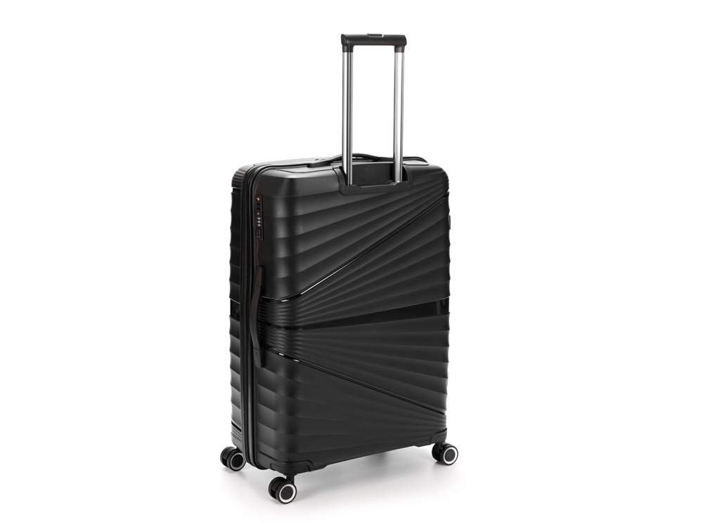 Чемодан TORBER НЕВО, чёрный, полипропилен, 49 х 28 х 76 см, 95 л