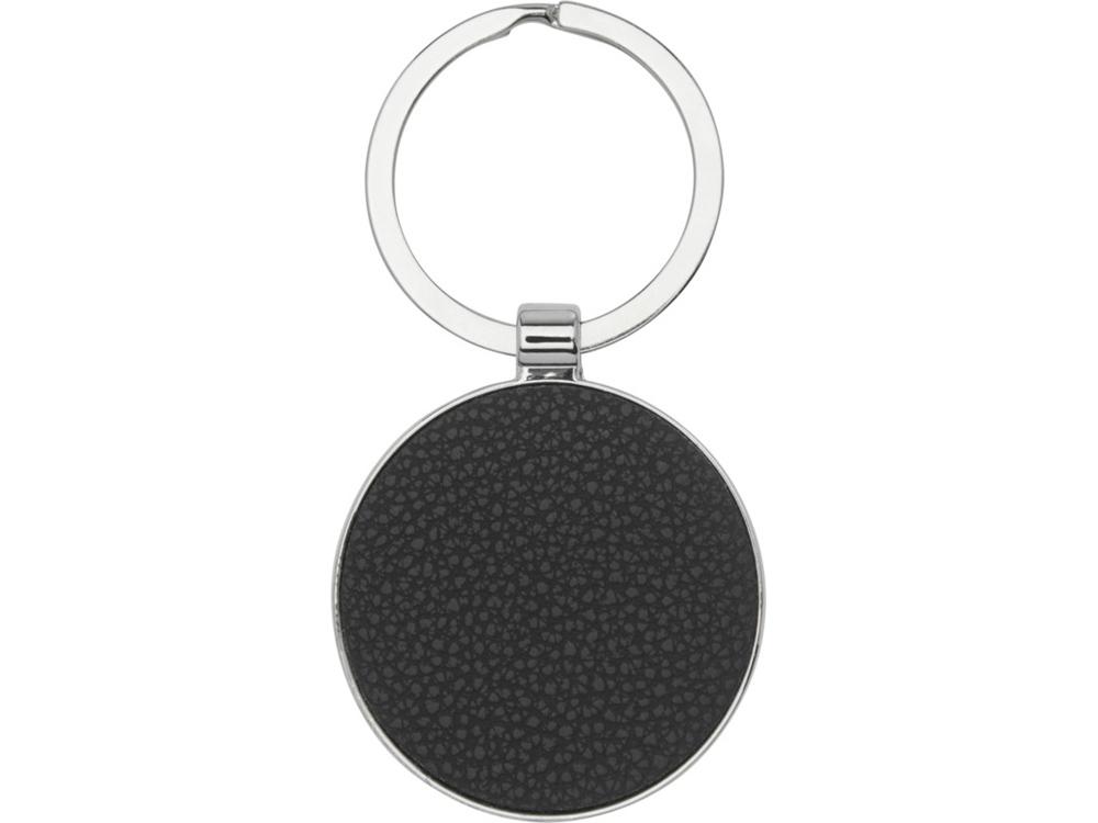 Круглый брелок Paolo с лазерным принтом, изготовленный из искусственной кожи, черный