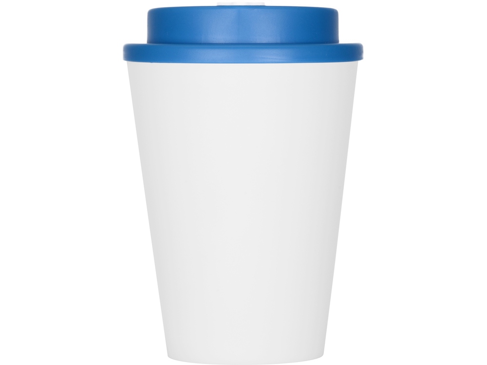 Пластиковый стакан Take away с двойными стенками и крышкой с силиконовым клапаном, 350 мл, белый/голубой