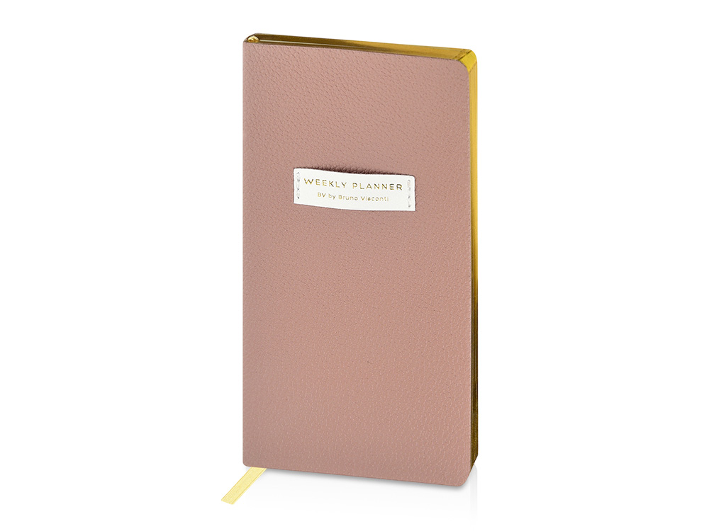 Еженедельник недатированный А6 Morandi. Пыльная роза с логотипом Bruno Visconti | Print Logo