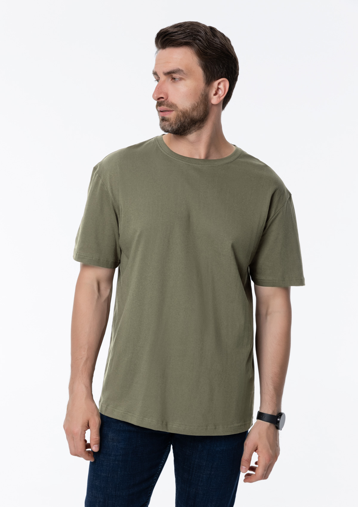 Футболка унисекс без бокового шва STAN хлопок 160, 02, Оливковый хаки,  (36)  (56/XXXL)