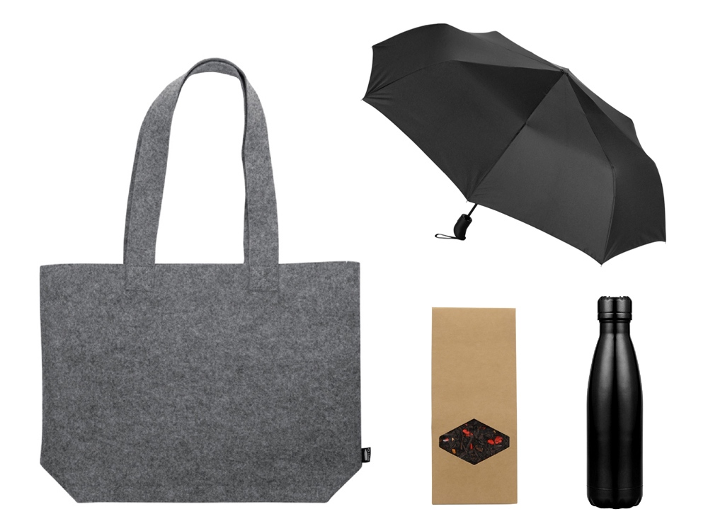Подарочный набор с зонтом и термобутылкой в шопере с логотипом  | Print Logo