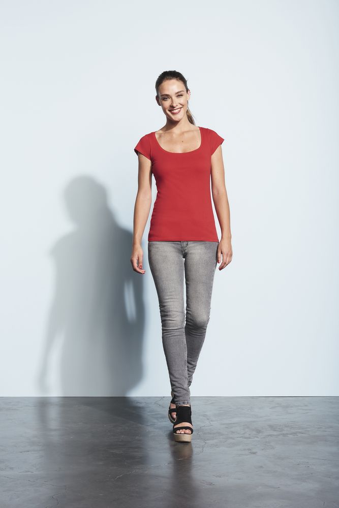 Футболка женская Melrose 150 с глубоким вырезом фото на сайте Print Logo.