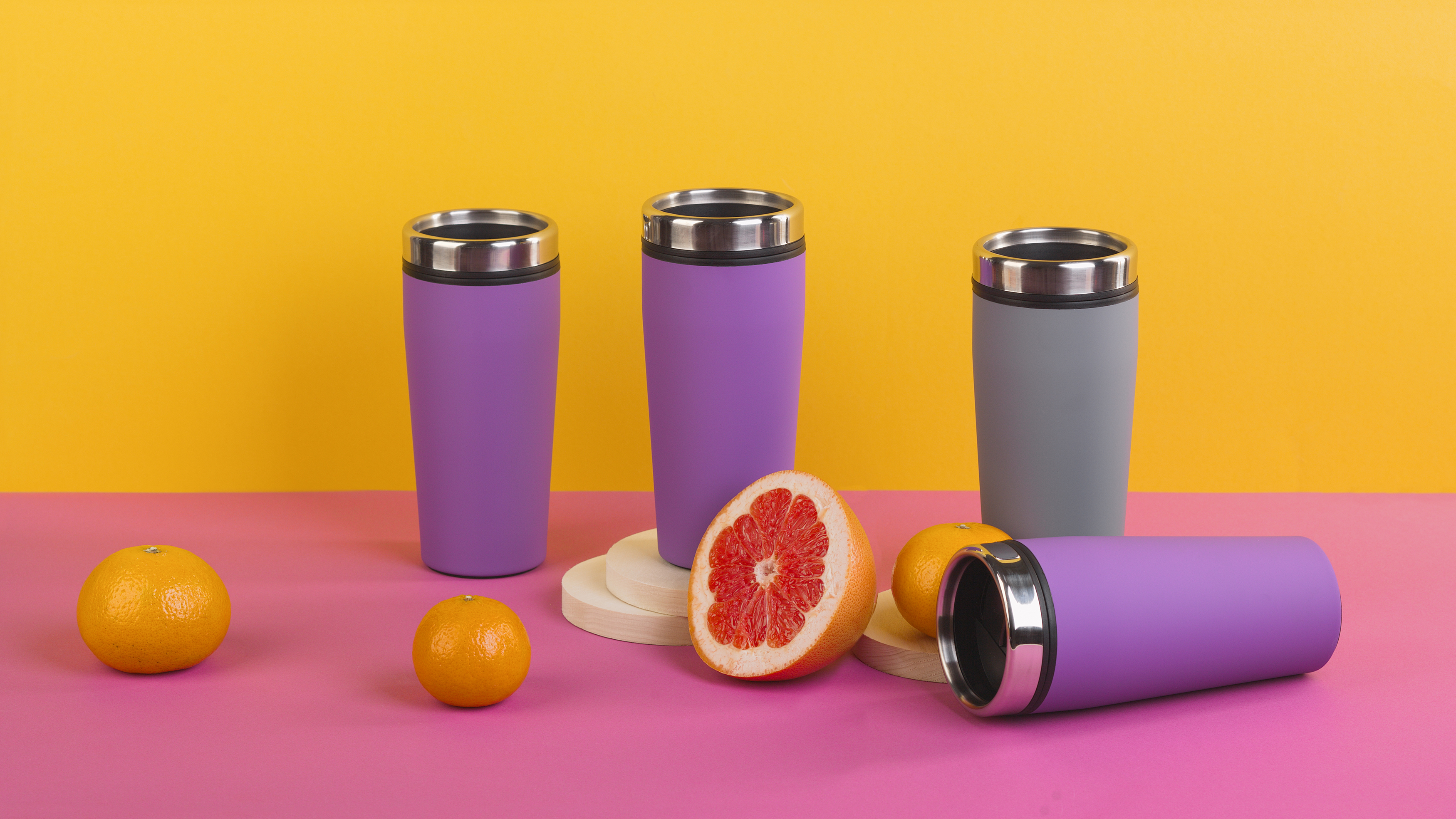 Термостакан "Европа" 500 мл, покрытие soft touch, фиолетовый