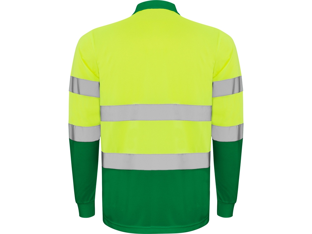 Поло Polaris мужское c длинным рукавом, садовый зеленый/неоновый желтый