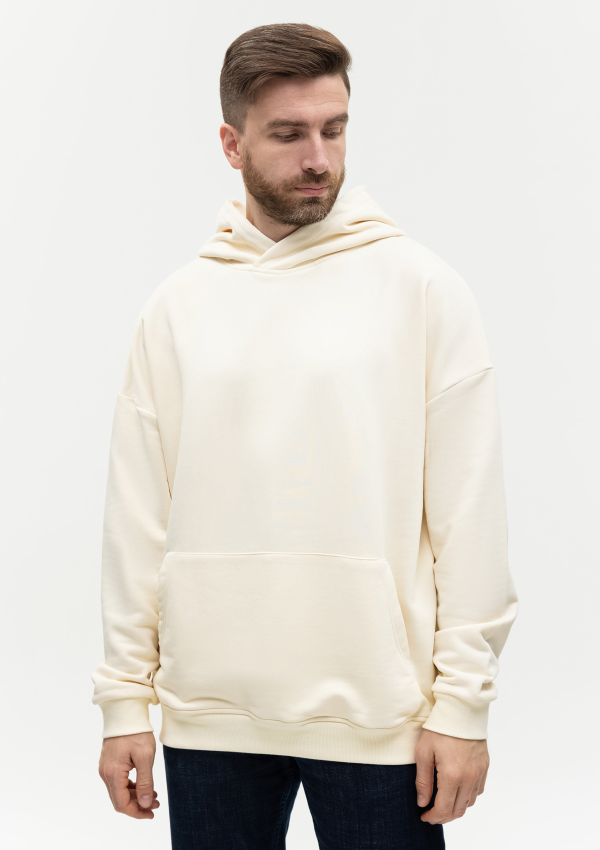 Худи унисекс STAN оверсайз футер без начёса 350, 66, Молочный,  (11)  (50/L)