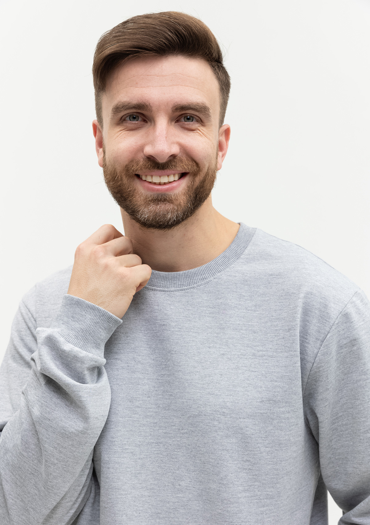 Свитшот унисекс STAN футер без начёса, 260, 63, Серый меланж,  (50/60)  (54/XXL)